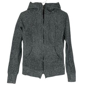 Lululemon Scuba Hoodie Jacket Full Zip Womens 4 Small Gray Black Speckle Pockets
